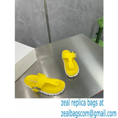 Prada metal buckle Rubber flip-flops Sandals Yellow 2022 - Click Image to Close