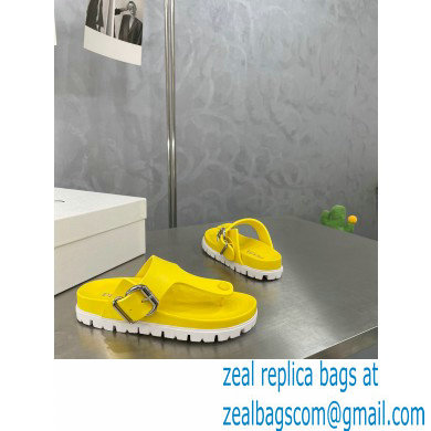 Prada metal buckle Rubber flip-flops Sandals Yellow 2022 - Click Image to Close