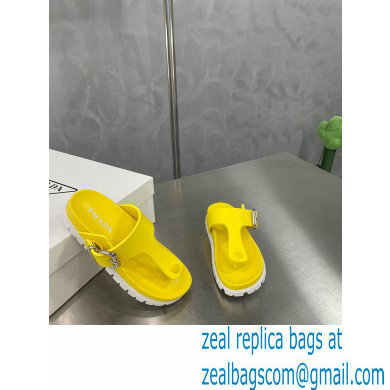 Prada metal buckle Rubber flip-flops Sandals Yellow 2022 - Click Image to Close