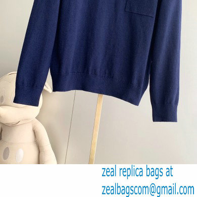 SAINT LAURENT Extra fine viscose polo knit blue 2022