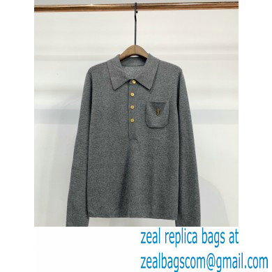 SAINT LAURENT Extra fine viscose polo knit gray 2022