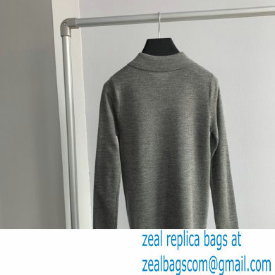 SAINT LAURENT Extra fine viscose polo knit gray 2022 - Click Image to Close