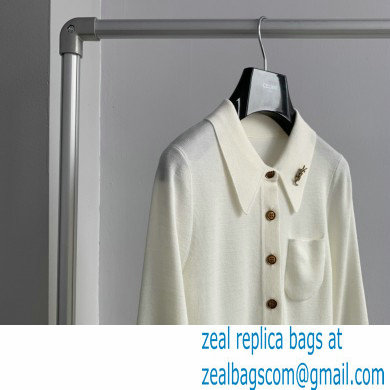 SAINT LAURENT Extra fine viscose polo knit white 2022