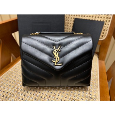 SAINT LAURENT loulou small chain bag en cuir matelasse Y 494699 black with gold hardware(ORIGINAL QUALITY)