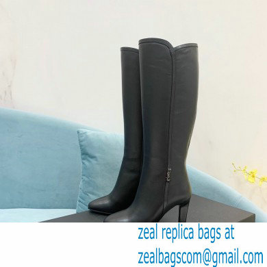 Saint Laurent Heel 9cm jane monogram boots in leather Black 2022 - Click Image to Close