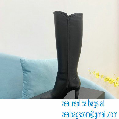Saint Laurent Heel 9cm jane monogram boots in leather Black 2022 - Click Image to Close