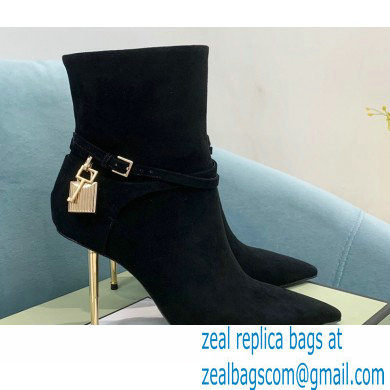 Tom Ford Heel 10.5cm LEATHER PADLOCK ANKLE boots Suede Black 2022
