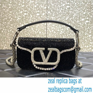 Valentino Garavani Loco embroidered small shoulder bag BLACK 2022