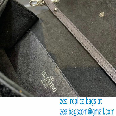 Valentino Garavani Loco embroidered small shoulder bag BLACK 2022