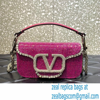 Valentino Garavani Loco embroidered small shoulder bag FUCHSIA 2022