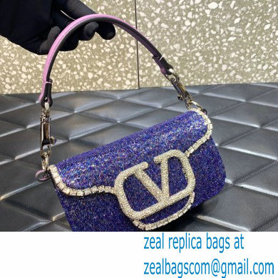 Valentino Garavani Loco embroidered small shoulder bag PURPLE 2022