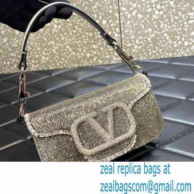 Valentino Garavani Loco embroidered small shoulder bag SILVER 2022