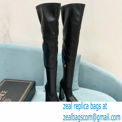 Versace Heel 15cm Platform 5.5cm Leather Knee-high boots Black 2022 - Click Image to Close