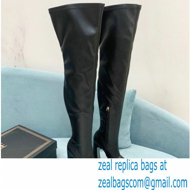 Versace Heel 15cm Platform 5.5cm Leather Knee-high boots Black 2022 - Click Image to Close