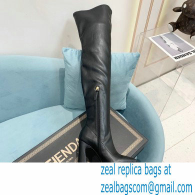 Versace Heel 15cm Platform 5.5cm Leather Knee-high boots Black 2022 - Click Image to Close