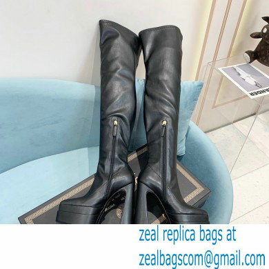 Versace Heel 15cm Platform 5.5cm Leather Knee-high boots Black 2022