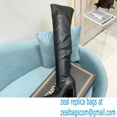 Versace Heel 15cm Platform 5.5cm Leather Knee-high boots Black 2022 - Click Image to Close