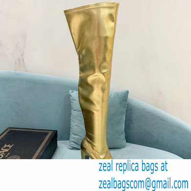 Versace Heel 15cm Platform 5.5cm Leather Knee-high boots Gold 2022