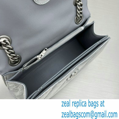 balenciaga Women's Crush Small Chain Bag Metallized Quilted in Silver 2022 - Click Image to Close