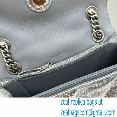 balenciaga Women's Crush Small Chain Bag Metallized Quilted in Silver 2022 - Click Image to Close