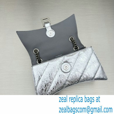 balenciaga Women's Crush Small Chain Bag Metallized Quilted in Silver 2022 - Click Image to Close