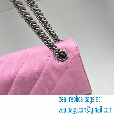 balenciaga Women's Crush Small Chain Bag Metallized Quilted in pink 2022