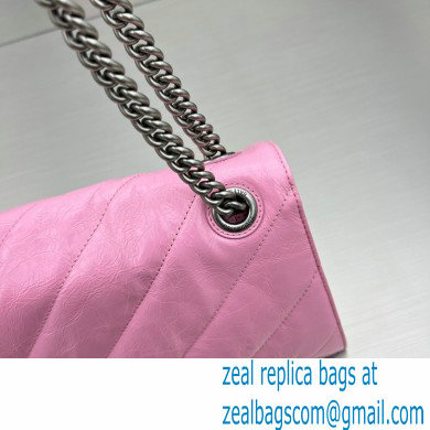 balenciaga Women's Crush Small Chain Bag Metallized Quilted in pink 2022 - Click Image to Close