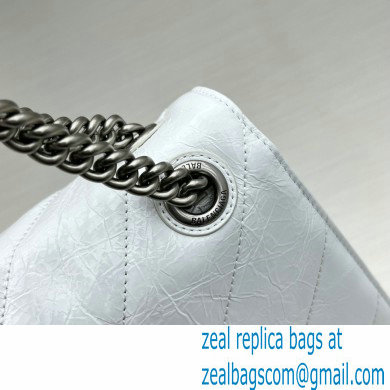 balenciaga Women's Crush Small Chain Bag Metallized Quilted in white 2022 - Click Image to Close