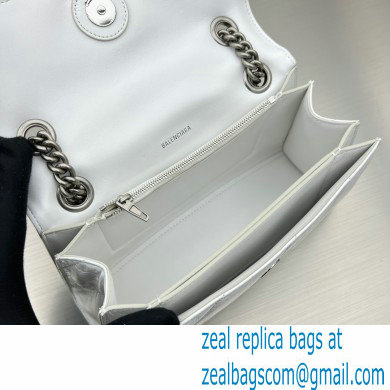balenciaga Women's Crush Small Chain Bag Metallized Quilted in white 2022 - Click Image to Close