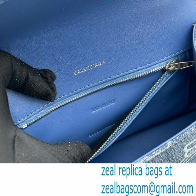 balenciaga Women's Hourglass Small Handbag Bb Monogram Bleached Denim in Blue