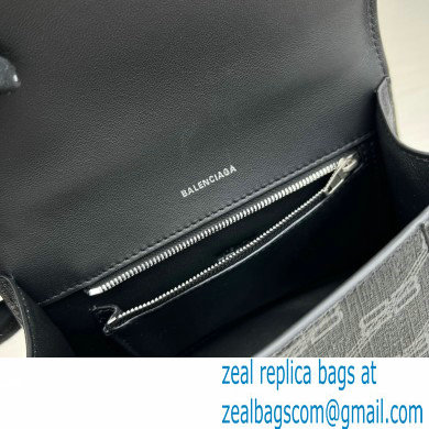 balenciaga Women's Hourglass Small Handbag Bb Monogram Coated Canvas in Black - Click Image to Close