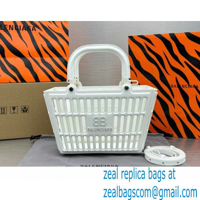 balenciaga small mag basket top handle bag in white 2022