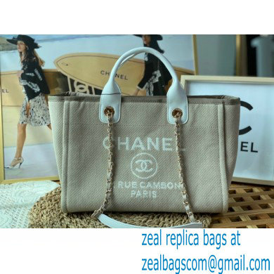 chanel SMALL cabas tote bag A33257 gray with white handle 2022