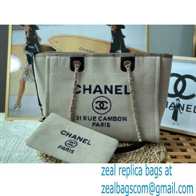 chanel SMALL cabas tote bag A66940 gray with black handle 2022
