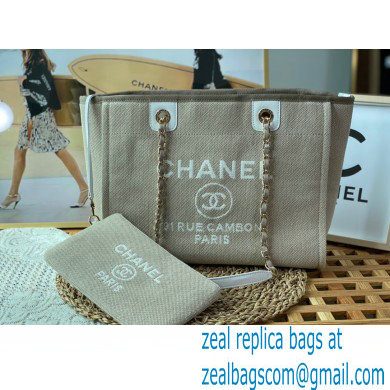 chanel SMALL cabas tote bag A66940 gray with white handle 2022