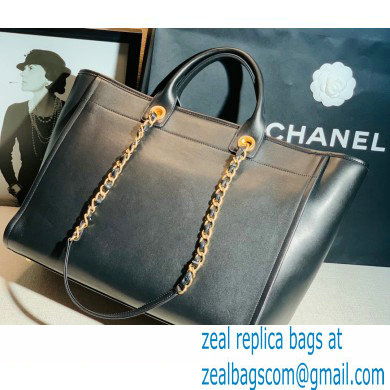 chanel black leather large shopping bag 2022