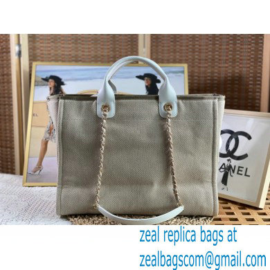 chanel large cabas tote bag A66941 gray with white handle 2022