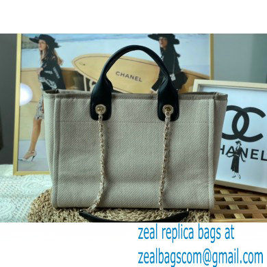 chanel small cabas tote bag A33257 gray with black handle 2022