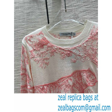dior pink Technical Cashmere Knit with Toile de Jouy Motif Dioriviera Embroidered Sweater 2022