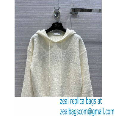 dior white Cashmere Knit, Alpaca and Silk Sherpa Hooded Sweatshirt and pants 2022