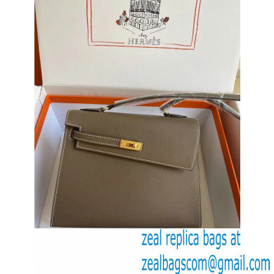 hermes The Kelly En Desordre In elephant gray Epsom Leather With Gold Hardware
