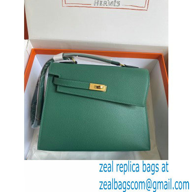 hermes The Kelly En Desordre In malachite Epsom Leather With Gold Hardware - Click Image to Close