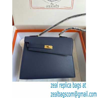 hermes The Kelly En Desordre In navy blue Epsom Leather With Gold Hardware - Click Image to Close