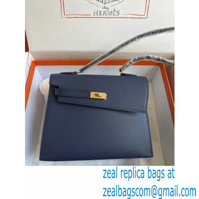 hermes The Kelly En Desordre In navy blue Epsom Leather With Gold Hardware