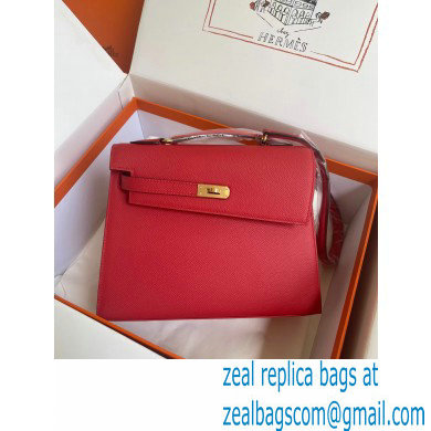 hermes The Kelly En Desordre In red Epsom Leather With Gold Hardware