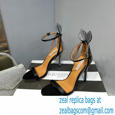 Aquazzura Heel 10.5cm Bow Tie Crystal Sandals Black 2023