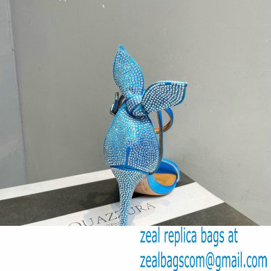 Aquazzura Heel 10.5cm Bow Tie Crystal Sandals Blue 2023