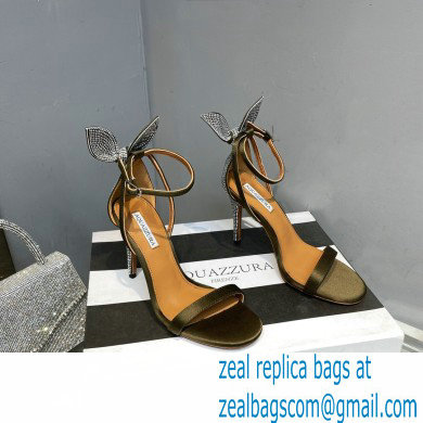 Aquazzura Heel 10.5cm Bow Tie Crystal Sandals Bronze 2023
