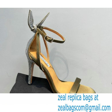 Aquazzura Heel 10.5cm Bow Tie Crystal Sandals Bronze 2023