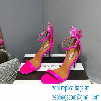 Aquazzura Heel 10.5cm Bow Tie Crystal Sandals Fuchsia 2023